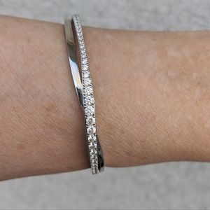 Diamond Stirling silver bracelet twist bangle small